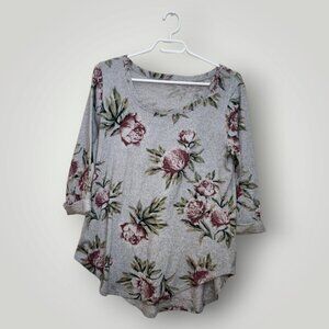 WOMENS GREY FLORAL SHIRT SIZE L - XL
